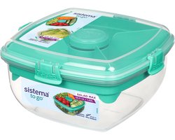 Sistema To Go Salad Max - Saladebox met verdeelschaal, bestek en dressingpotje - 1,63L limegroen