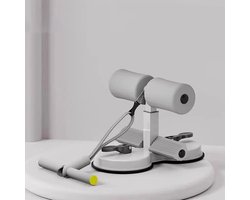 Sit-up bar, voetsteun voor sit-ups met elastiek, 2 zuignappen en trekkoord. Draagbaar hulpmiddel voor buikspieroefeningen thuis.