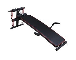 Sit-up Buiktrainer – Verstelbare Fitnessbank – Trainingsbank – In Hoogte Verstelbaar – Tot 120 kg – Voor Buik-, Rug- & Armtraining – Zwart/Rood