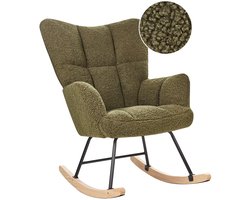 SITTT Schommelstoel - Relaxstoel babykamer - Fauteuil - Voedingsstoel - Roomwit - Donker Groen