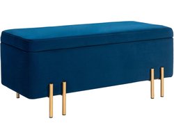 Sitzbank met Opbergruimte - Polsterbank voor Woonkamer en Entree - Donkerblauw 100 x 40 x 42 cm