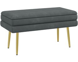 Sitzbank Polsterbank met Opbergruimte 79,5x37,5x43 cm , Bettbank met Stalen Poten, Schoenbank voor Woonkamer & Slaapkamer, Donkergrijs