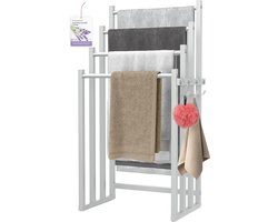 Sivableu Handdoekrek – Handdoekrek Badkamer – Handdoekenrek – Handdoekhouder Vrijstaand – Parel Wit Editie – 4 Rails – Handdoekstang – Metaal