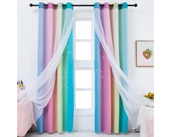 Sivio- 2 stuks Verduisterend Gordijn - gordijnen kant en klaar met haakjes - Geschikt voor gordijnroede - 132 x 210cm - Gordijnen verduisterend Roze