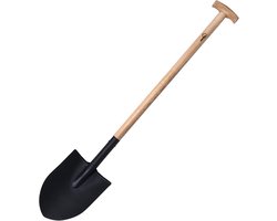 siwitec ronde tuinspade SG-320 met houten steel voor zachte, steenvrije grond | ergonomische spade met essenhouten steel en stalen blad | Lengte: 118 cm | Tuin | Tuinspade
