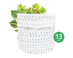 SIZO Bloempot - Plantenpot - Kamerplanten - Geweven Papier - Wit - Ø13 x H13 cm - Waterdichte Binnenvoering - 100% Biologisch Afbreekbaar