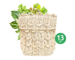 SIZO Bloempot - Plantenpot - Kamerplanten - Rattan - Rotan - Papier - Beige - Ø13 x H13 cm - Waterdichte Binnenvoering - 100% Biologisch Afbreekbaar