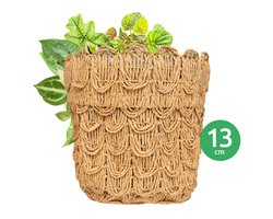 SIZO Bloempot - Plantenpot - Kamerplanten - Rattan - Rotan - Papier - Bruin - Ø13 x H13 cm - Waterdichte Binnenvoering - 100% Biologisch Afbreekbaar