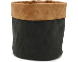 SIZO Paper Bag Zwart met leren rand Ø 13 cm