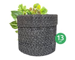SIZO - Plantenpot - Opberger - Zak - Geweven papier - 13 x 13 x 13 cm - Zwart - Waterdichte Binnenvoering - 100% Biologisch Afbreekbaar