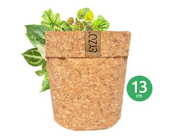 SIZO - Plantenpot - Opberger - Zak - Kurk - 13 x 13 x 13 cm - Waterdichte Binnenvoering - 100% Biologisch Afbreekbaar
