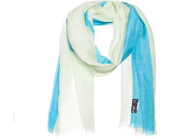 Sjaal blauw - Linnen met zijde rand