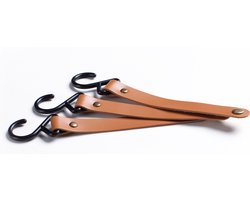 Skai leer Kapstok haken | Industriële kapstok | Zwarte kapstokhaken | Bruin leer kapstok haak | Set van 3 stuks