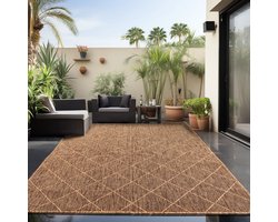 Skanda Home Buitenkleed - In & Outdoor - Geruit Design - Terra - Vloerkleed voor Tuin Terras Balkon- 120x170 CM