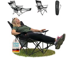 Skandika campingstoel met voetensteun Toras - 2-in-1 ligfunctie, opvouwbare ligstoel, verstelbare rugleuning, lichtgewicht, klapstoel met bekerhouder, opvouwbare strandstoel, campingstoel vouwstoel