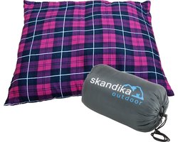 Skandika Dundee Sleepyhead Flanell Kussen – Hoofdkussens - 45 x 40 x 10 cm (L x B x H) – Ideaal voor slaapzak, slaapmat of op reis – paars/roze