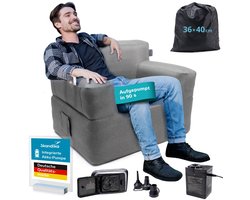 Skandika Easy Air Premium Single Opblaasbare bank - voor 1 persoon, met elektrische pomp, USB-C oplaadkabel, 200 kg belastbaar, draagtas, luchtbank, stoel, camping, balkon, terras, outdoor