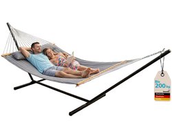 Skandika hangmat Mysande - Dubbele hangmat met metalen frame, voor 2 personen, 200 x 140 cm, draagvermogen 200 kg, in hoogte verstelbaar, kussen, indoor & outdoor, tuin, zwembad, balkon, terras