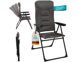 Skandika hoge stoel Kvist - Opvouwbare campingstoel, klapstoel van aluminium & staal, 4-voudig verstelbare rugleuning, belastbaar tot 150 kg, gevoerd, hoofdsteun | Stoel, camping, tuin