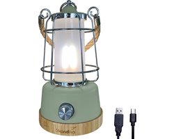 Skandika Kiruna LED-Lamp – Tentlampen – Campinglampen – Buiten Lantaarn – Buitenverlichting – Buiten lamp - Retro outdoor camping lamp met powerbank, traploos dimbaar, draadloos, oplaadbare batterij, USB, warm en koud wit, 75h lichtduur – groen