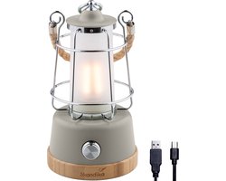Skandika Kiruna LED-Lamp – Tentlampen – Campinglampen – Buiten Lantaarn – Buitenverlichting – Buiten lamp - Retro outdoor camping lamp met powerbank, traploos dimbaar, draadloos, oplaadbare batterij, USB, warm en koud wit, 75h lichtduur – beige