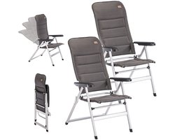 Skandika klapstoel Lepola | opvouwbare aluminium campingstoel, alu tuinstoel, 7-standen verstelbare hoge rugleuning, gestoffeerd, opvouwbaar, armleuningen, hoofdsteun | camping, tuin (Set van 2)