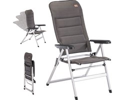 Skandika klapstoel Lepola - Opvouwbare campingstoel van aluminium, alu-tuinstoel, 7-voudig verstelbare rugleuning, gevoerd, inklapbaar, hoge rugleuning, armleuningen, hoofdkussen | stoel voor camping, tuin