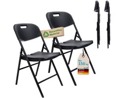 Skandika klapstoel Masi - Opvouwbare stoel, set van 2 rattan, 4 kg licht, belastbaar tot 150 kg, weerbestendig, montage zonder gereedschap | Opvouwbare campingstoel, inklapbaar, voor camping, festival, tuin, balkon