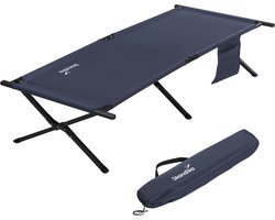 Skandika Mutenia Ligbed – Ligbedden – Veldbed – Ligstoel tuin – Comfortabel en compact opklapbed - Opvouwbaar ligbed met organisatietas, max. 200 kg, 210 x 75 cm (L x B), Antislip Voeten, Draagtas Buiten, Kamperen, Strand, Tuin – donkerblauw