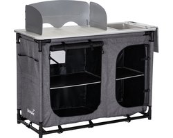 Skandika Ruoka campingkast – Campingkasten – Hoge kast, insteeksysteem zonder gereedschap, 80 cm hoog, vakken met legplanken, draagtas, campingkeuken - Campingaccessoires, buitenkeuken, tent – 115 x 50 x 80 cm (L x B x H) – donkergrijs