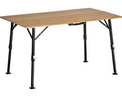 Skandika Tobro Kampeertafel van Bamboe – Campingtafels - Opvouwbare tafel met net – Klaptafel voor camping, tuin, balkon – Aluminium, hout, weerbestendig, max. 100 kg belastbaar – standen in hoogte verstelbaar – 120x70x70cm (LxBxH) – Bamboe