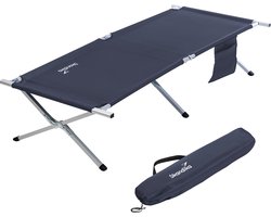 Skandika Vuoma Ligbed – Ligbedden – Veldbed – Ligstoel tuin – Comfortabel en compact opklapbed - Opvouwbaar ligbed met organisatietas, max. 200 kg, 210 x 75 cm (L x B), Antislip Voeten, Draagtas Buiten, Kamperen, Strand, Tuin – donkerblauw