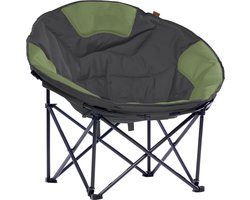 Skandika XXL Moonchair – Campingstoel – Klapstoel – Vouwstoel - Kampeerstoel - Grote, comfortabele, campingstoel opvouwbaar, ronde campingstoel, maanstoel, gepolsterd, draaggreep en draagtas, antislip voeten, zeer robuust - Max. 150 kg – grijs/groen