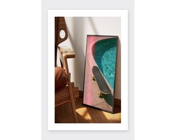 Skateboard Poster - Sport Posters - Zwembad - Zomer - Jongeren - Passe-Partouts Effect - Wanddecoratie Tienerkamer - 180 gram papier - BXS6996WV - Formaat 30 x 40cm