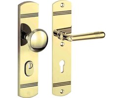 SKG3 knop/kruk op schild rechts Art-Deco PC72 mm m/ KTB messing gelakt/messing PVD