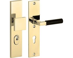 SKG3 knop/kruk op schild rechts Bauhaus PC72 mm m/ KTB messing ongelakt