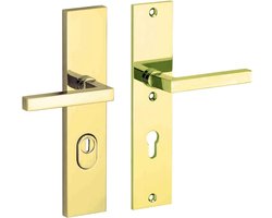 SKG3 kruk/kruk op schild rechts Kare/Bauhaus PC72 mm m/ KTB messing gelakt/messing PVD