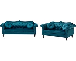 SKIEN - Bankenset - Groenblauw - Fluweel