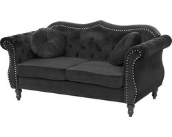 SKIEN - Chesterfield bank - Zwart - Fluweel