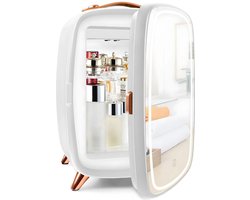 Skincare Fridge 4L - Organizer met Hollywood Spiegel met Verlichting - Make up Koelkast - Beauty Fridge - Wit