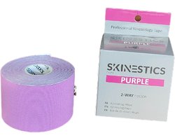 Skinestics Kinesiologie tape – Sport tape – Fysio tape – Kleur Paars – nu 20% langer, 600 cm lang bij 5 cm breed, 170% rekbaar gelijk aan menselijke huid, standaard voorzien van extra sterke lijm, katoen, voor het hele lichaam, medical taping