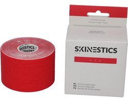 Skinestics Kinesiologie tape – Sport tape – Fysio tape – Kleur Rood – nu 20% langer, 600 cm lang bij 5 cm breed, 170% rekbaar gelijk aan menselijke huid, standaard voorzien van extra sterke lijm, katoen, voor het hele lichaam, medical taping