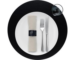Skinnatur Charcoal Placemat Rond 38 cm | Zwart | Gerecycleerd Leer & Natuurlijk Rubber | Duurzame Tafeldecoratie & Onderlegger | Handgemaakt in Europa