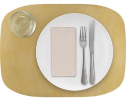 Skinnatur Gold Placemat | 45x33 cm | Metallic Goud | Gerecycleerd Leer & Natuurlijk Rubber | Duurzame Tafeldecoratie & Onderlegger | Gemaakt in Europa