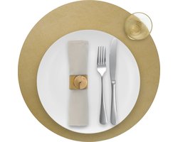 Skinnatur Gold Placemat Rond 38 cm | Goud | Gerecycleerd Leer & Natuurlijk Rubber | Duurzame Tafeldecoratie & Onderlegger | Made in Europe