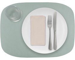 Skinnatur Icy Grey Placemat | 45x33 cm | Blauwgrijs | Gerecycleerd Leer & Natuurlijk Rubber | Duurzame Tafeldecoratie & Onderlegger | Gemaakt in Europa