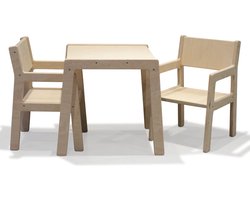 Skinnie houten kindermeubelsetje 1-4 jaar | Tafeltje + 2 stoeltjes - blank | toddie.nl