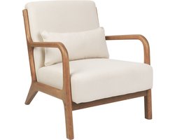 SKOVDE - Fauteuil - Lichtbeige - Rubberhout