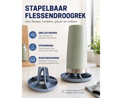 Skushy Flessendroogrek Stapelbaar – Afdruiprek voor Flessen, Tumblers, Mokken, Glazen & Drinkbekers – Aanrecht Organizer voor Keuken, Huishouden, Babyflessen, Drinkflessen & Thermosbekers – Ruimtebesparend Droogrek van PLA – Grijs/Blauw – 2 stuks!