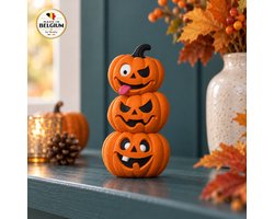 Skushy Halloween Mini Pompoenstapel - Jack O Lantern Beeldje, Tafeldecoratie, Herfst Ornament en Griezelige Decoratie